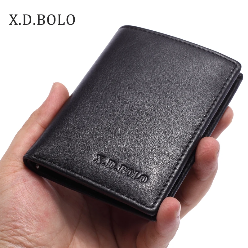 XDBOLO Европейский Лидер продаж двойной ID Окно держатель для карт тонкий минималистский передний карман натуральная кожа кошельки для мужчин