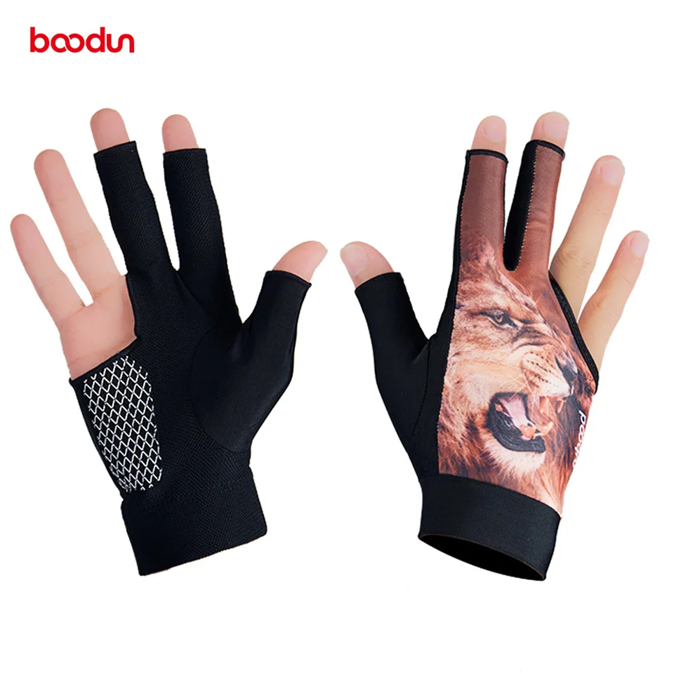 1PCS Brown M Boodun 1 шт. Мужские Женские бильярдные перчатки для игры в пул 3 пальца снукер бильярдные перчатки правая рука бильярдные аксессуары - Цвет: 1PCS Brown M