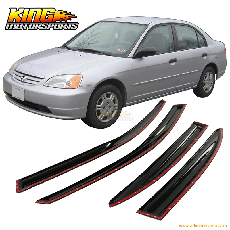 Для 2001-2005 Honda Civic Sedan полный комплект Mugen стиль копченый JDM палка на окна Козырьки США Домашняя