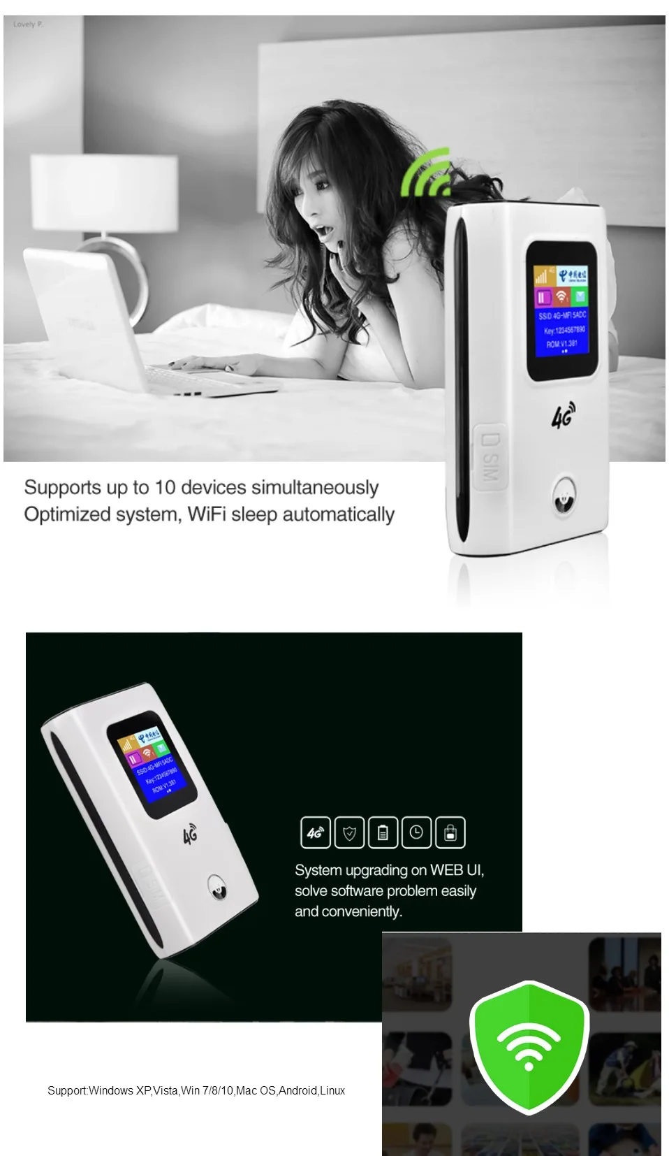 KuWFi дорожный партнер 4G LTE беспроводной 4G Wifi роутер 5200mAH внешний аккумулятор Wi-Fi роутер с слотом для sim-карты ЖК-дисплей до 10 пользователей