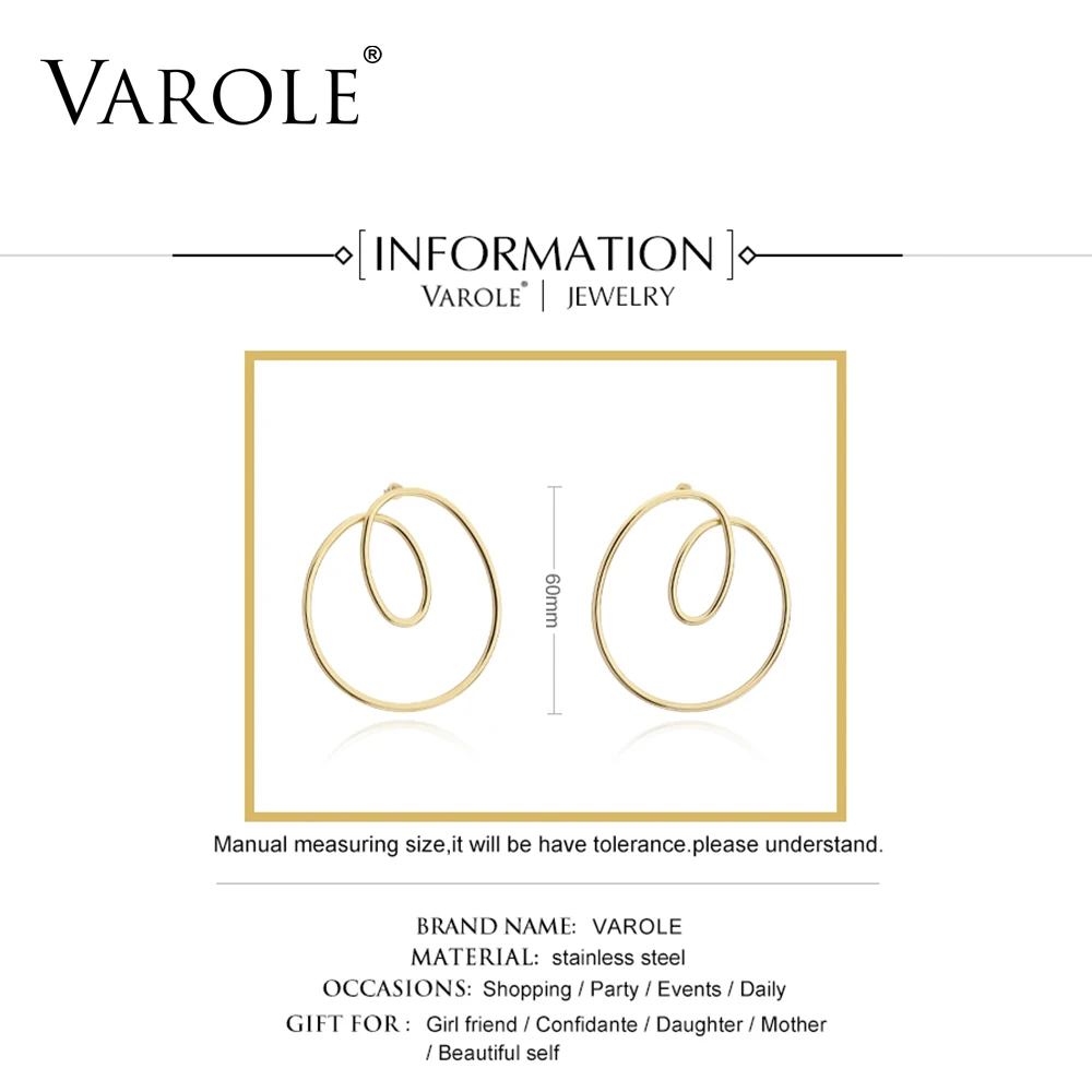 VAROLE, Новое поступление, длинные серебряные серьги неправильной формы для женщин, высокое качество, нержавеющая сталь, капля, золотой цвет, большие серьги