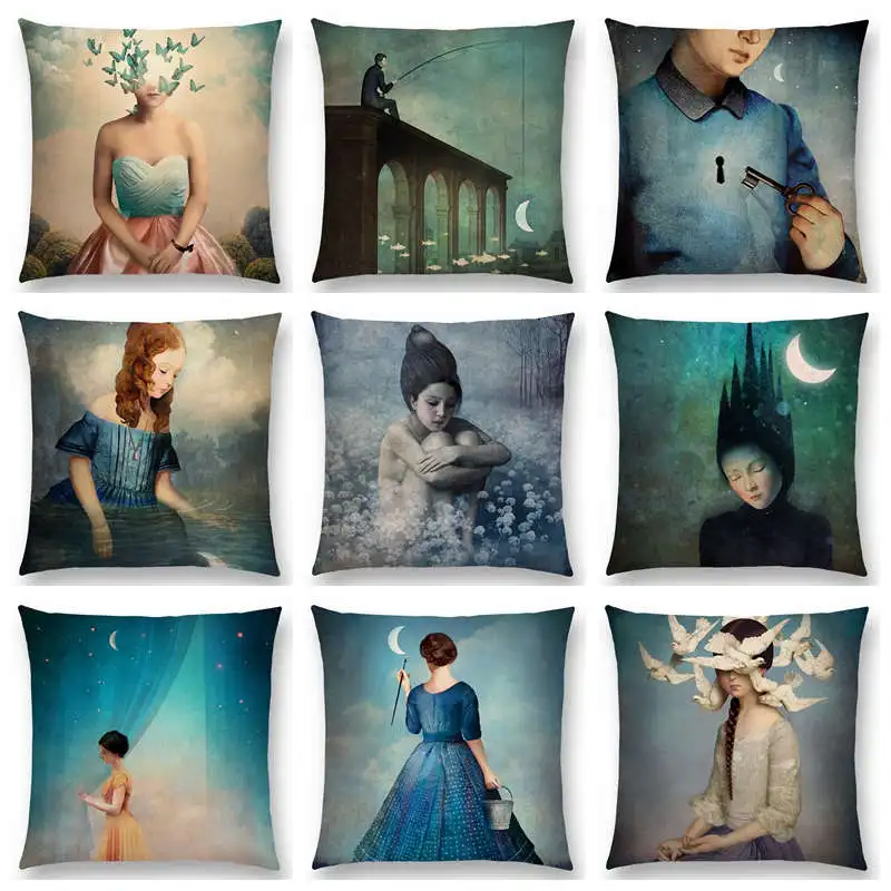 

Элегантная Дамская милая девушка Шекспир воображение фантазия картина маслом мечта ощущение Fable Fate Подушка Чехол диванная Подушка Чехол
