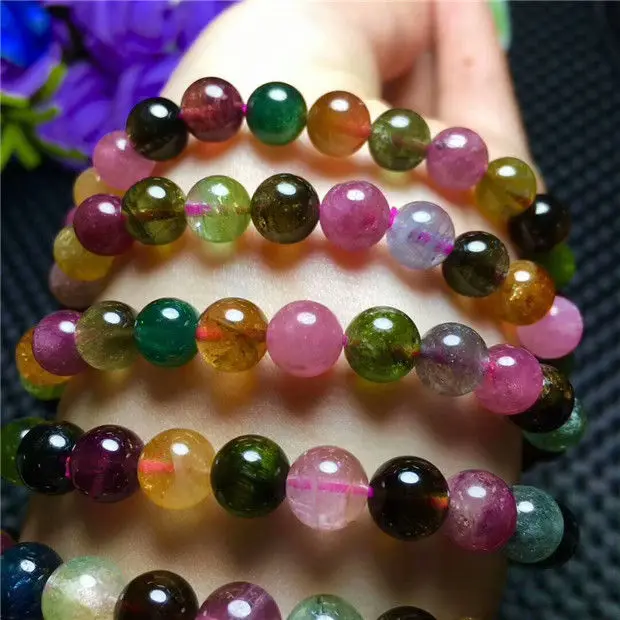 Genuine Natural Colorful Crystal Round Beads Bracelet AAAA 8-7mm | Украшения и аксессуары