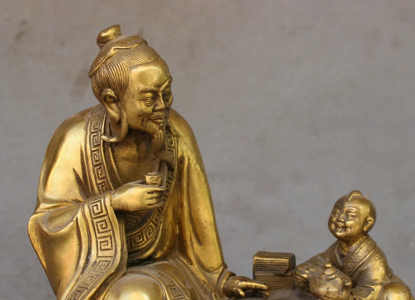 S4312 10 &quotКитайский Старый СПО образования Латунь Мальчик ученик Чай старика Шер