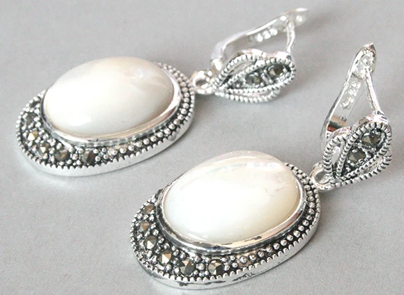 Бесплатная доставка женские серьги ручной работы из серебра 925 пробы с белыми