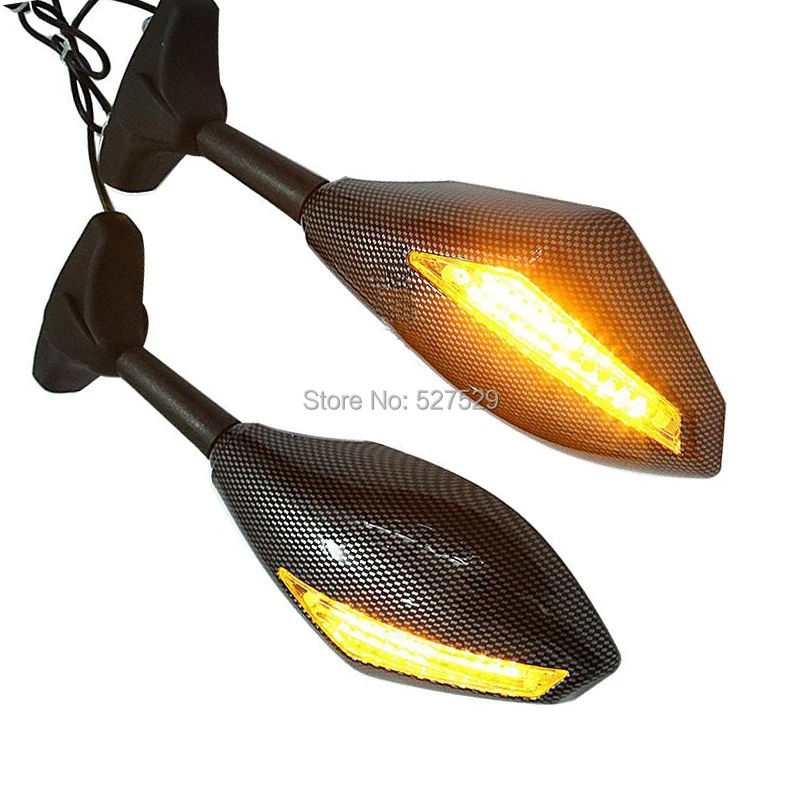 

2PCS Motorcycle Rear view Turn Signal Integrated Mirrors for Kawasaki Ninja ZX-6R Yamaha R6 R1 FZ6 FZ1