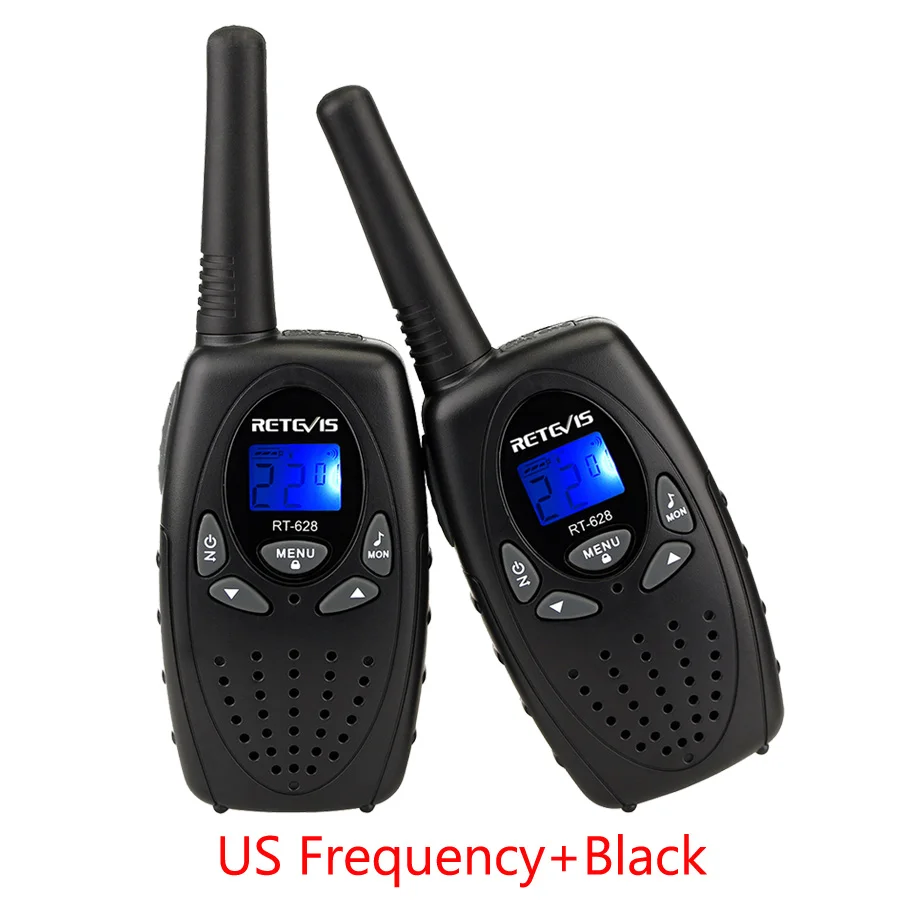 Black US frequency 2 шт. RETEVIS RT628 Мини Портативная рация для детей PMR радио 4 цвета 0,5 Вт PMR PMR446 FRS VOX 2 способ радио Рождественский подарок игрушка Walk Talk - Цвет: Black US frequency