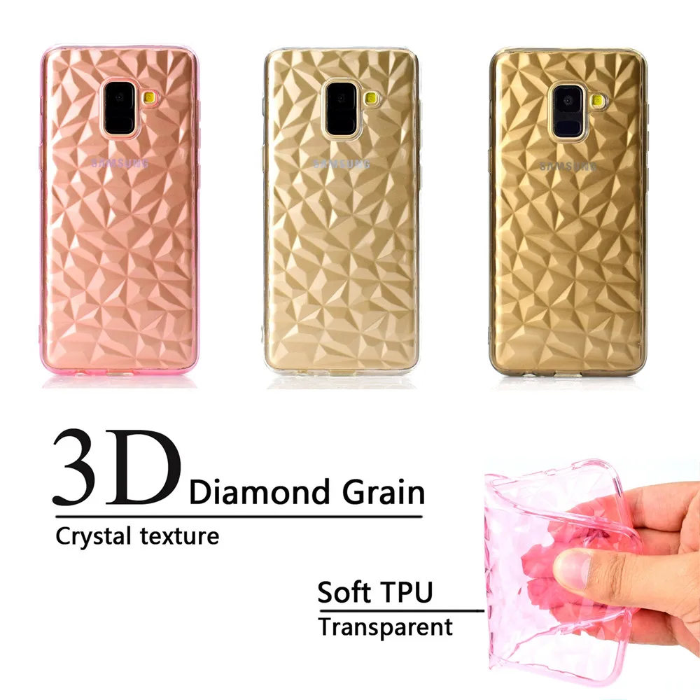 Shockproof 3D Diamond Grain Crystal Texture Silicone Case for Samsung A5 A6 A8 2018 Plus A9 STAR Soft TPU Capa |
