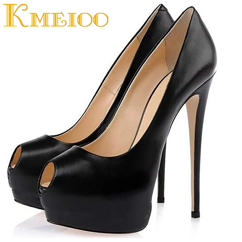 

Kmeioo 2020 Hot Sale Sexy Ladies Shoes Fashion Platform Pumps Peep Toe High Heels Evening Party Wedding Stiletto