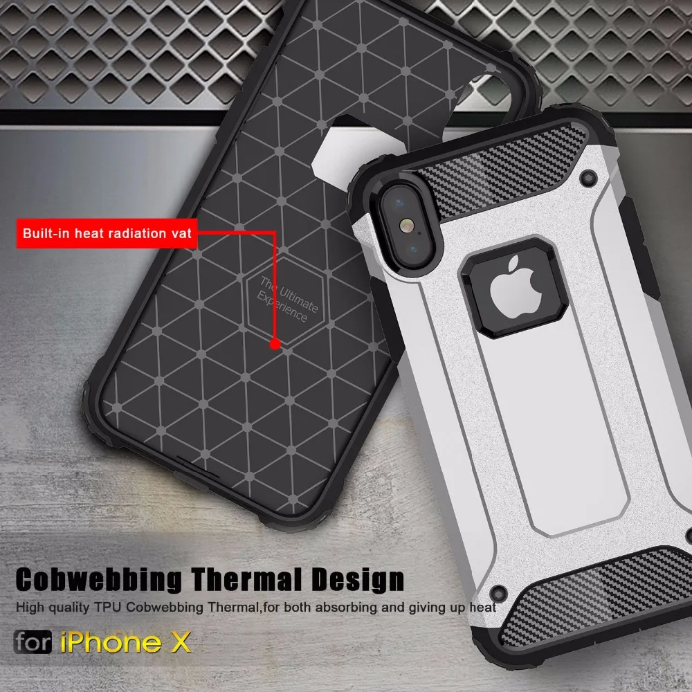 For iPhone XR case Shockproof Hybrid PC Armor Anti-Shock Silicone Cover XS Max X 5 6s 7 8 Plus Rugged Case | Мобильные телефоны и