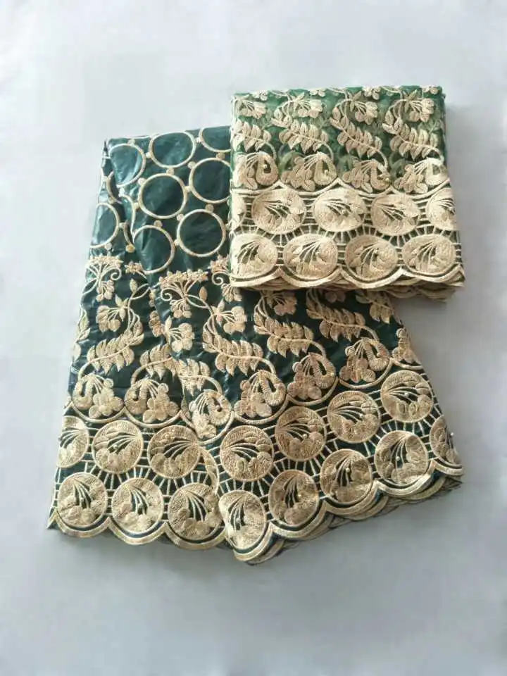 

Popular net set with nice embroidery African cotton bazin lace fabric KY07