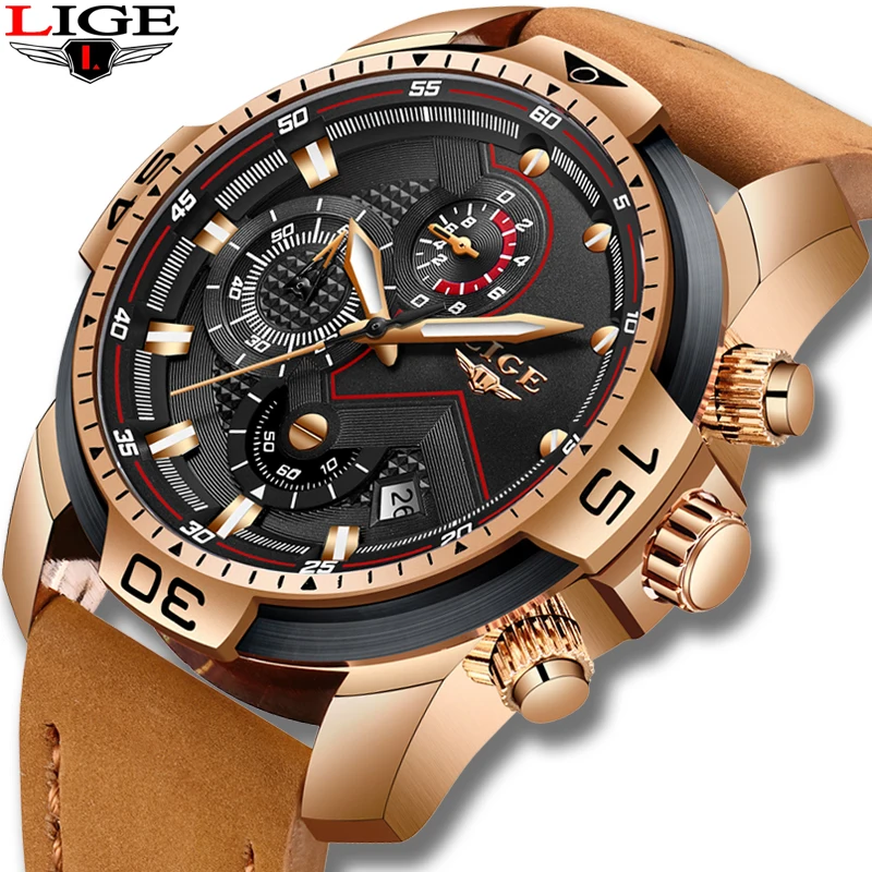 2021 New LIGE Mens Watches Top Brand Luxury Men Casual Leather Quartz Clock Male Sport Waterproof Watch Relogio Masculino lige mens watches top brand luxury sport watch ultrathin mesh casual waterproof quartz watches men blue clock relogio masculino