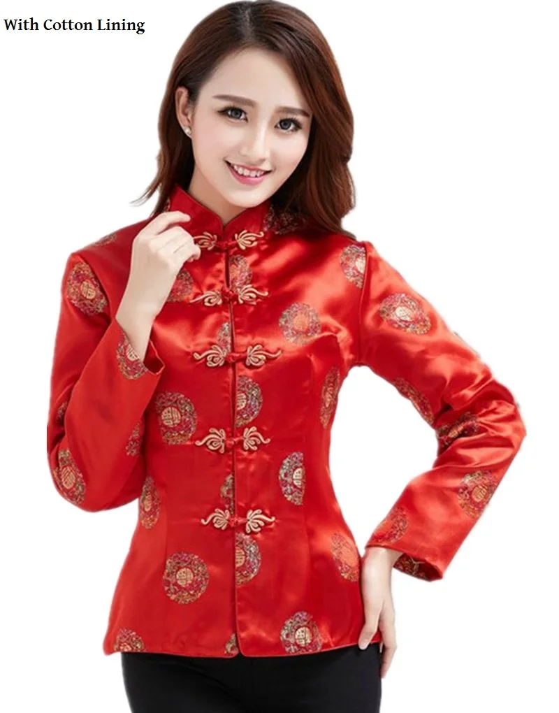 B With Cotton Lining Шанхай история дракон вышивка Cheongsam рубашка Qipao Топ с длинным рукавом Китайская традиционная Блуза Топ для женщин - Цвет: B With Cotton Lining