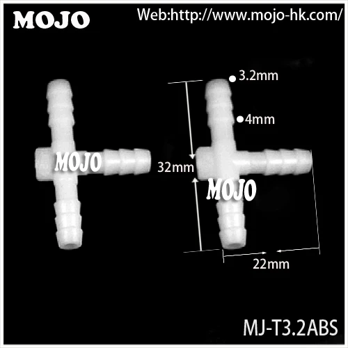 

2020 Free shipping!(10pcs/Lots) MJ-T3.2ABS 1/8" Tee pipe connectors 3.2mm pipe joint