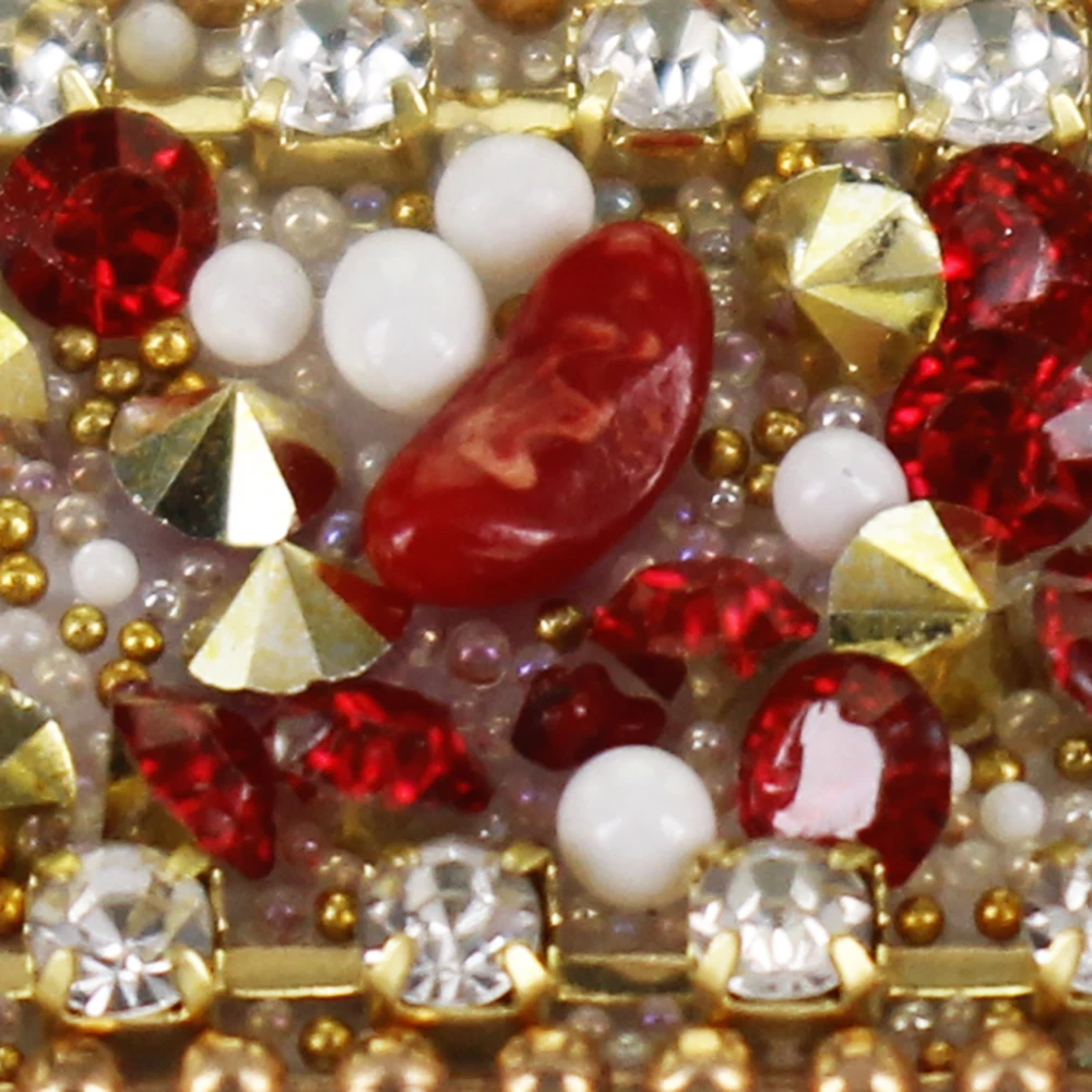 10yards Red Gold Hot fix Rhinestones Trim Chain Crystal Iron on Applique Trimming Stickers for Collars Shoes Edging | Дом и сад