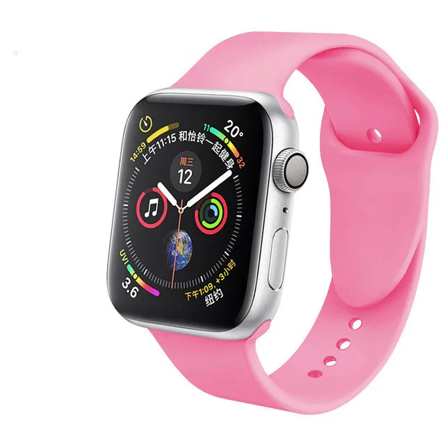 Light Pink 20 цветов, спортивная мягкая силиконовая лента для Apple Watch, 38 мм, 42 мм, 40 мм, 44 мм, браслет, сменный ремешок для IWatch, серия 1, 2, 3, 4 - Цвет ремешка: Light Pink