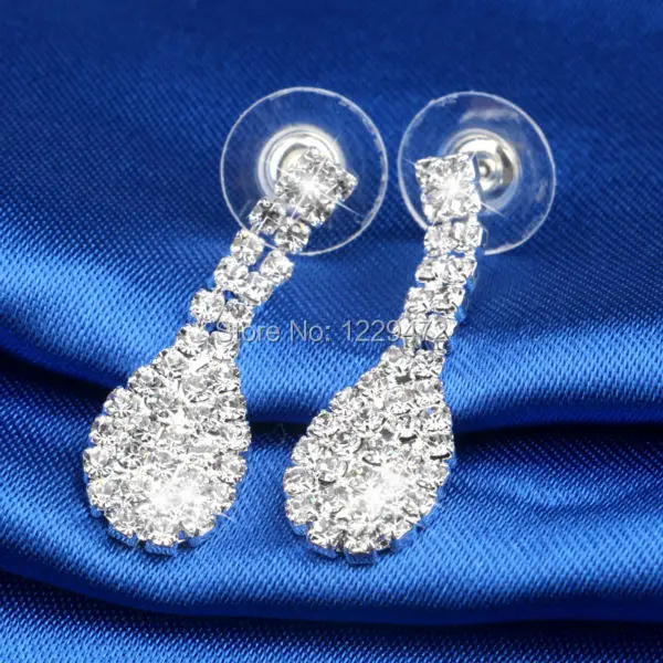 TREAZY Silver Color Teardop Full Crystal Wedding Bridal Jewelry Set Rhinestone Necklace Earrings For Women Accessories | Украшения и