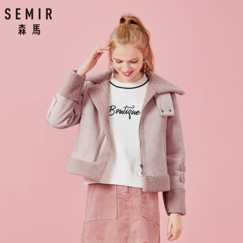 SEMIR Женская байкерская куртка из искусственной замши с подкладкой