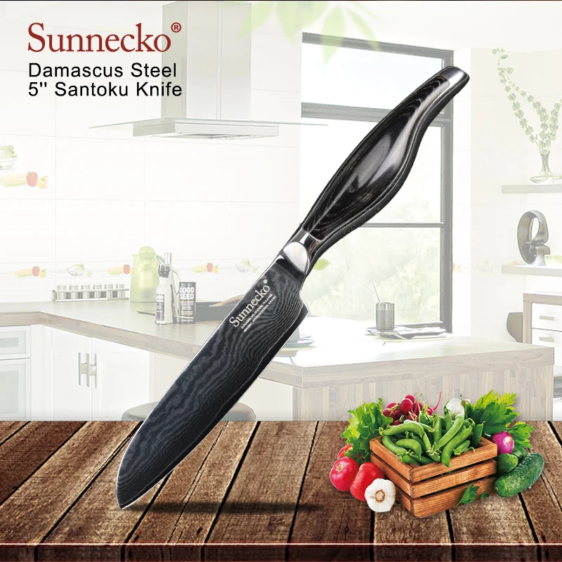 SUNNECKO 2 шт. набор кухонных ножей 5 ''Santoku 6'' нож шеф повара дамасский японский