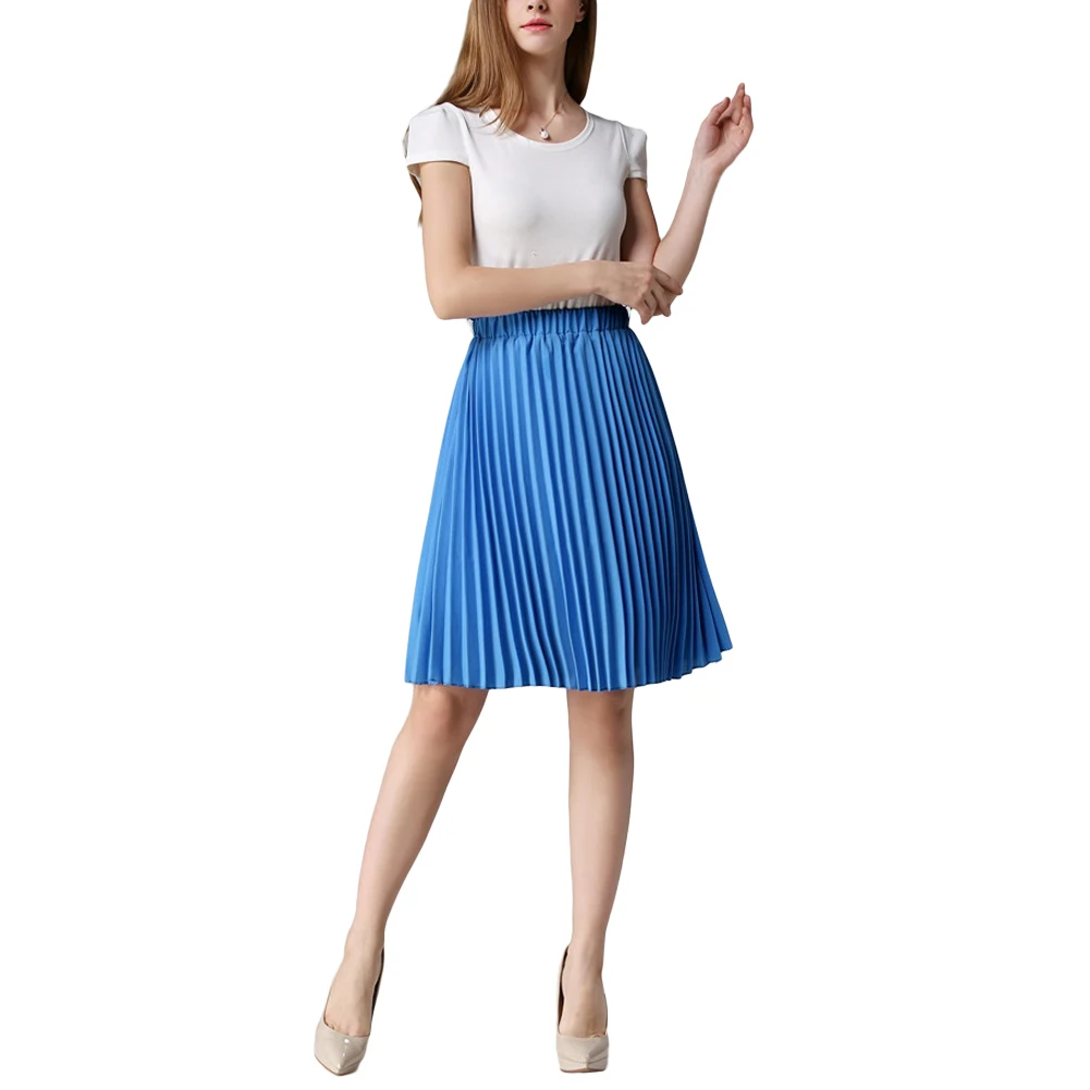 Модная элегантная плиссированная юбка Осень зима 2017 шифоновая тонкая с высокой