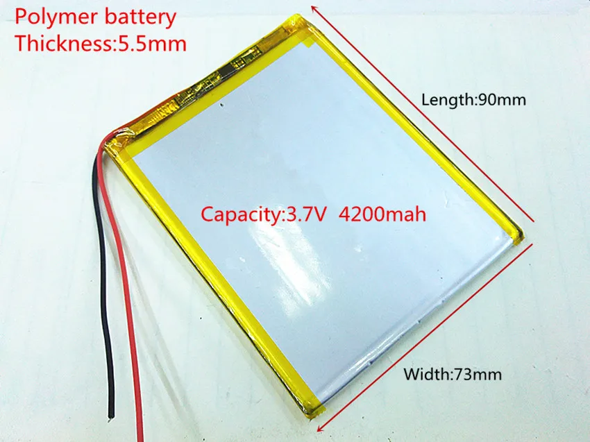 

3.7V 4200mAh li-Polymer Lithium Li-Po Rechargeable Battery For GPS PSP DVD PAD e-book tablet pc power bank 557390