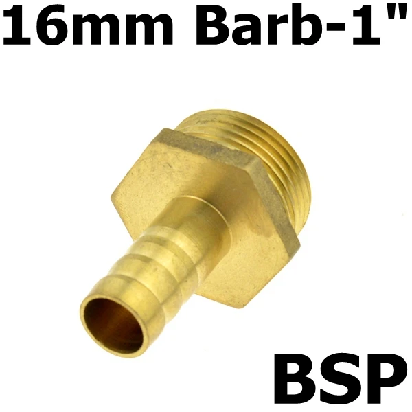 16mm Barb-08 Латунный шланг фитинг 10 мм 12 мм 14 мм 16 мм 19 мм 32 мм хвостовик до 1 дюймов BSP Мужской резьбовой соединитель Соединительный медный переходник - Цвет: 16mm Barb-08