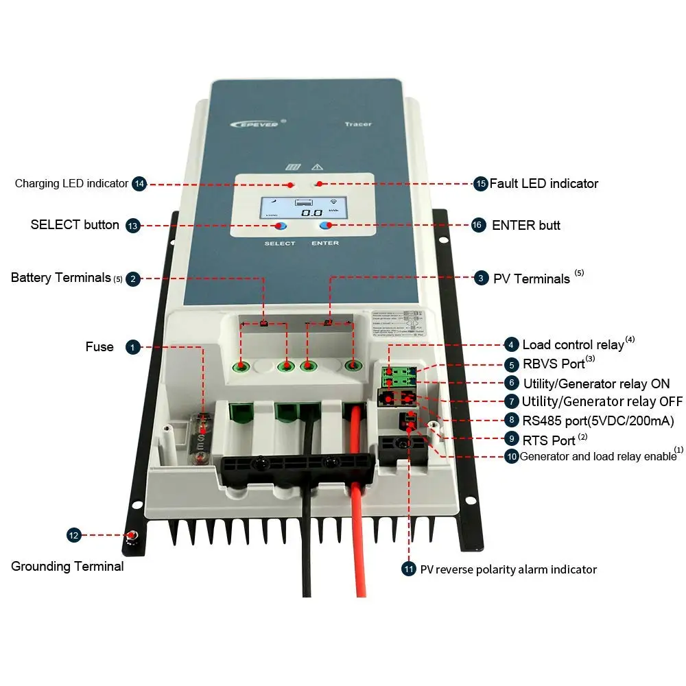 Контроллер солнечного заряда EPever MPPT 100A 12V 24V 36V 48V для максимальной 150V панели