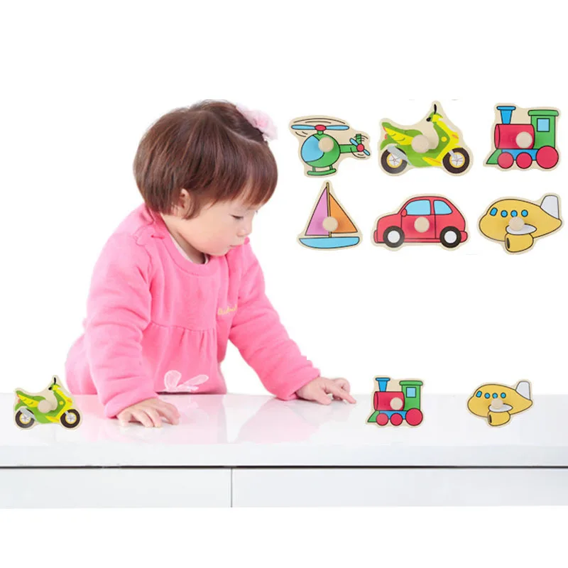 Wooden Cartoon Traffice Montessori Toy Transportation Cognition Puzzle Baby Funny Material Math Blocks XWJ454- | Игрушки и хобби