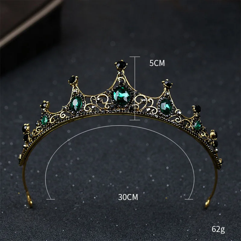 

Vintage Baroque Imitated Emerald Crystal Tiaras and Crowns Hair Jewelry Women Girls Headpiece Wedding Bridal Hair Accessories