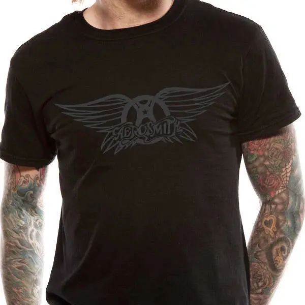 Футболка Оптовая торговая машина Aerosmith черный логотип Официальный Мужской