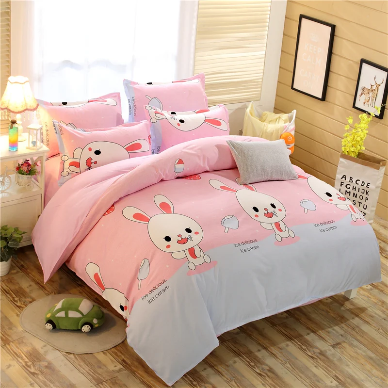 Домашний текстиль, логотип бренда Комплект постельного белья Hello Kitty, детская одежда с рисунком из мультфильма, розовые пододеяльник простынь и наволочки