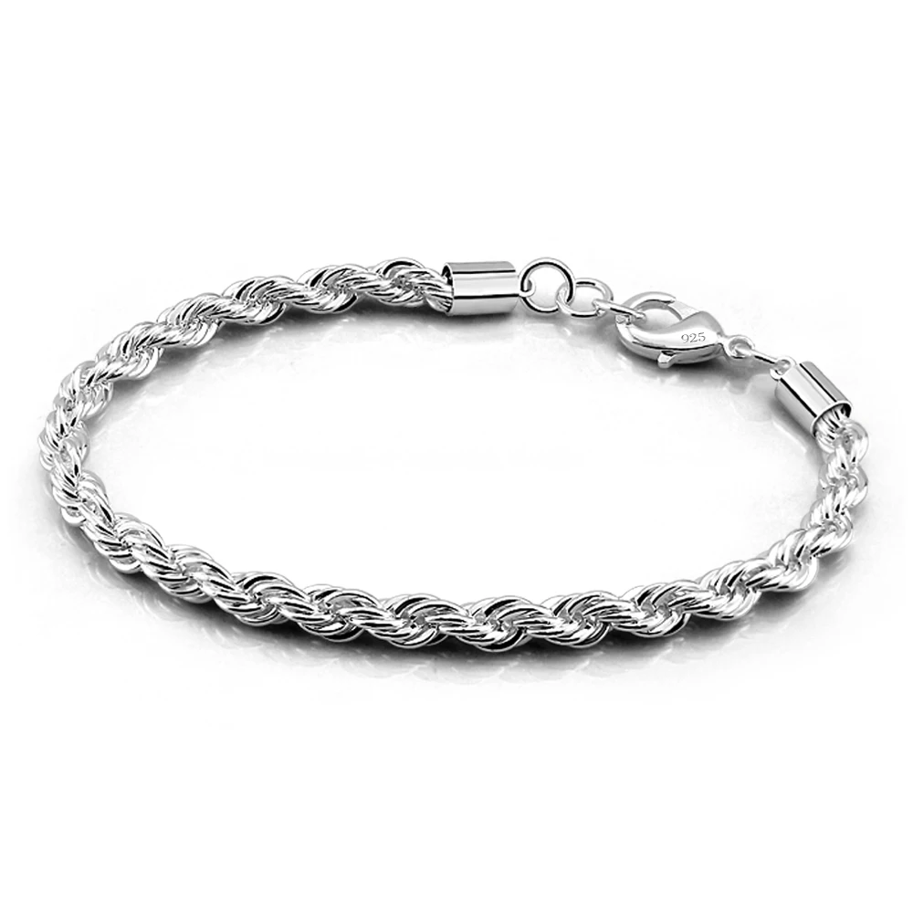 

New Men's 925 Sterling Silver Bracelet Chic Twist Design Bracelet Stylish Men's Jewelry Solid Silver Chain Size 18-20cm birthday