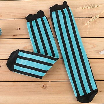 Lake blue Милые хлопковые бейсбольные носки для маленьких девочек, Детские Полосатые теплые Гольфы выше колена для мальчиков новые милые гольфы - Цвет: Lake blue