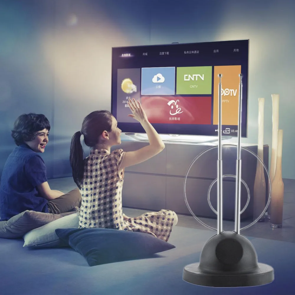 Универсальная комнатная антенна заячьи ушки для цветного ТВ UHF VHF HD tv с 150 см