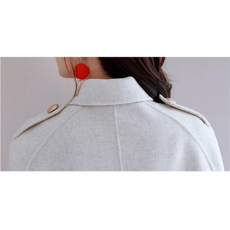 wreeima Elegant Turn-down Cloak winter cape coat Women long sleeve outerwear Wool 2018 Autumn casual streetwear overcoat | Женская