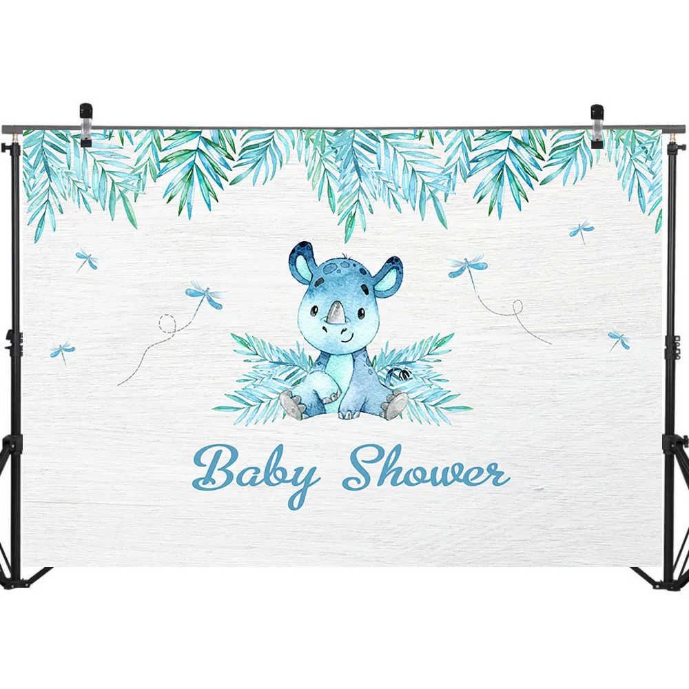 NeoBack милый Rhino Baby Shower фон для фотосъемки акварельные листья торт стол Баннер