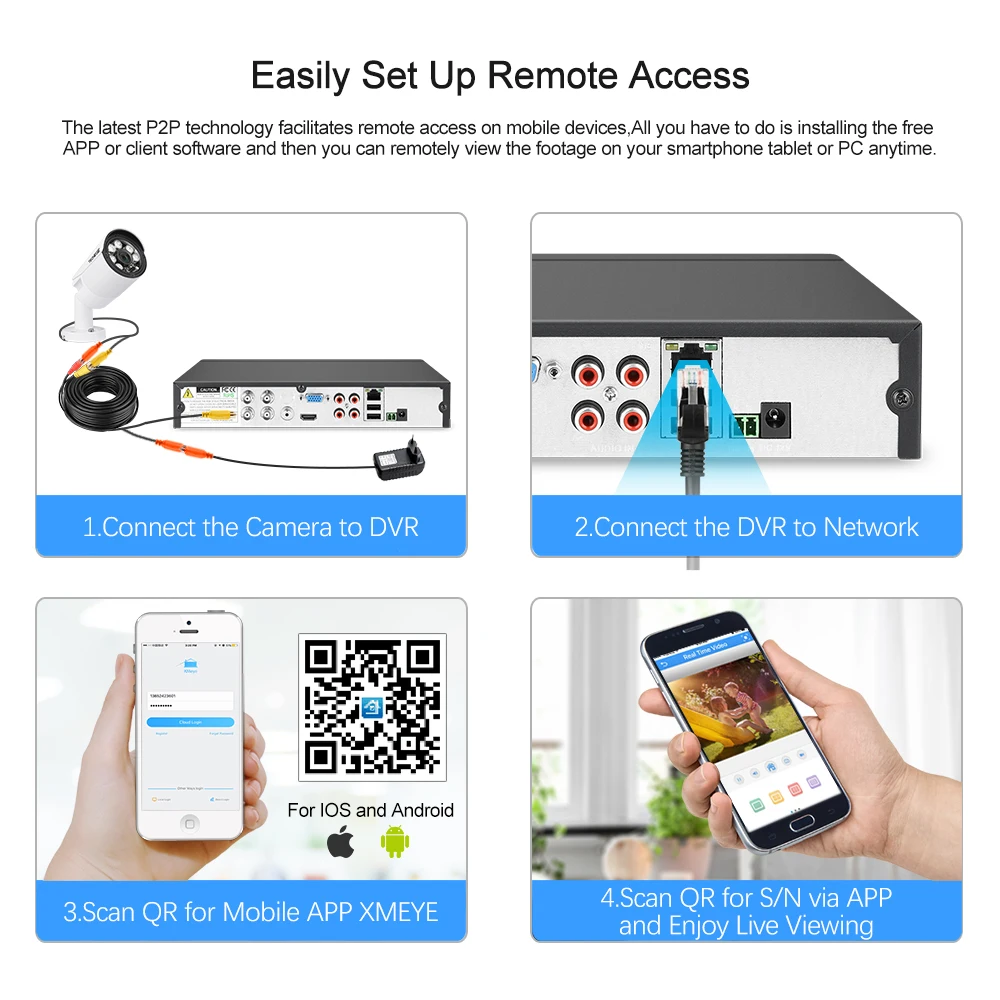 Techege 4CH CCTV система 720 P AHD DVR 4 шт. 1.0MP наружная Водонепроницаемая камера