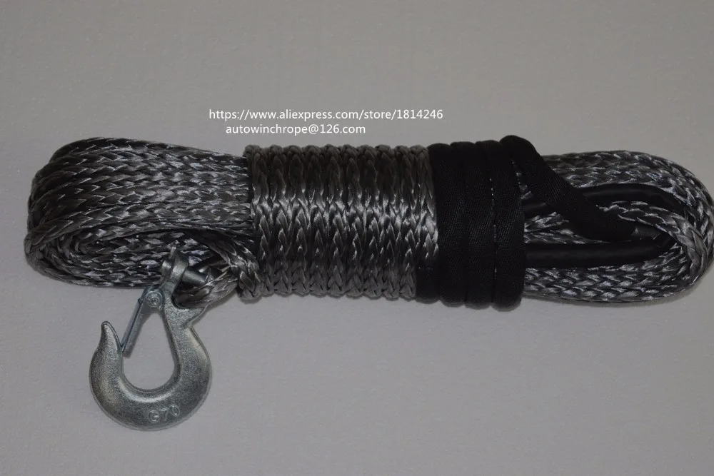 

Grey10mm*30m Synthetic Rope,Boat Winch Cable,Winch Rope with G70 Hook