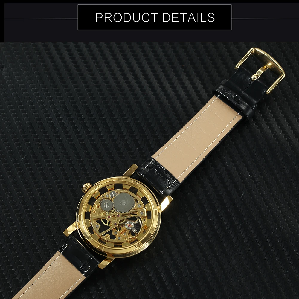 WINNER Классические Автоматические механические часы для мужчин с кожаным ремешком