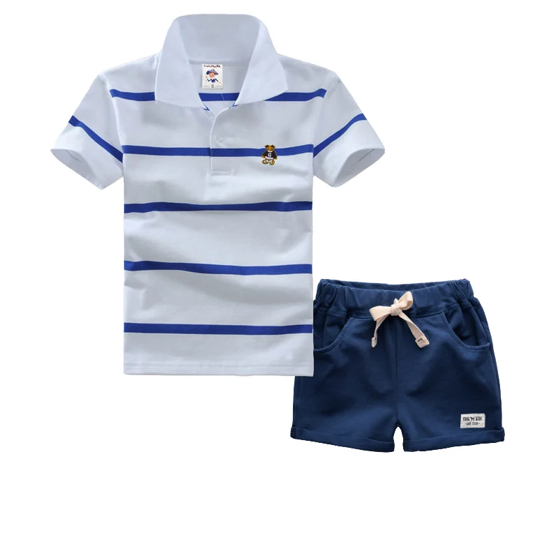 High Quality Summer Polo Shirts Set Children Boys Clothing Sets Baby Kids Suits Shirt Pants Cotton Clothes | Детская одежда и
