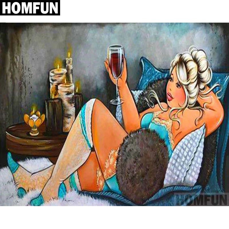 

HOMFUN Full Square/Round Drill 5D DIY Diamond Painting "Fat woman" Embroidery Cross Stitch 3D Home Decor Gift A06072