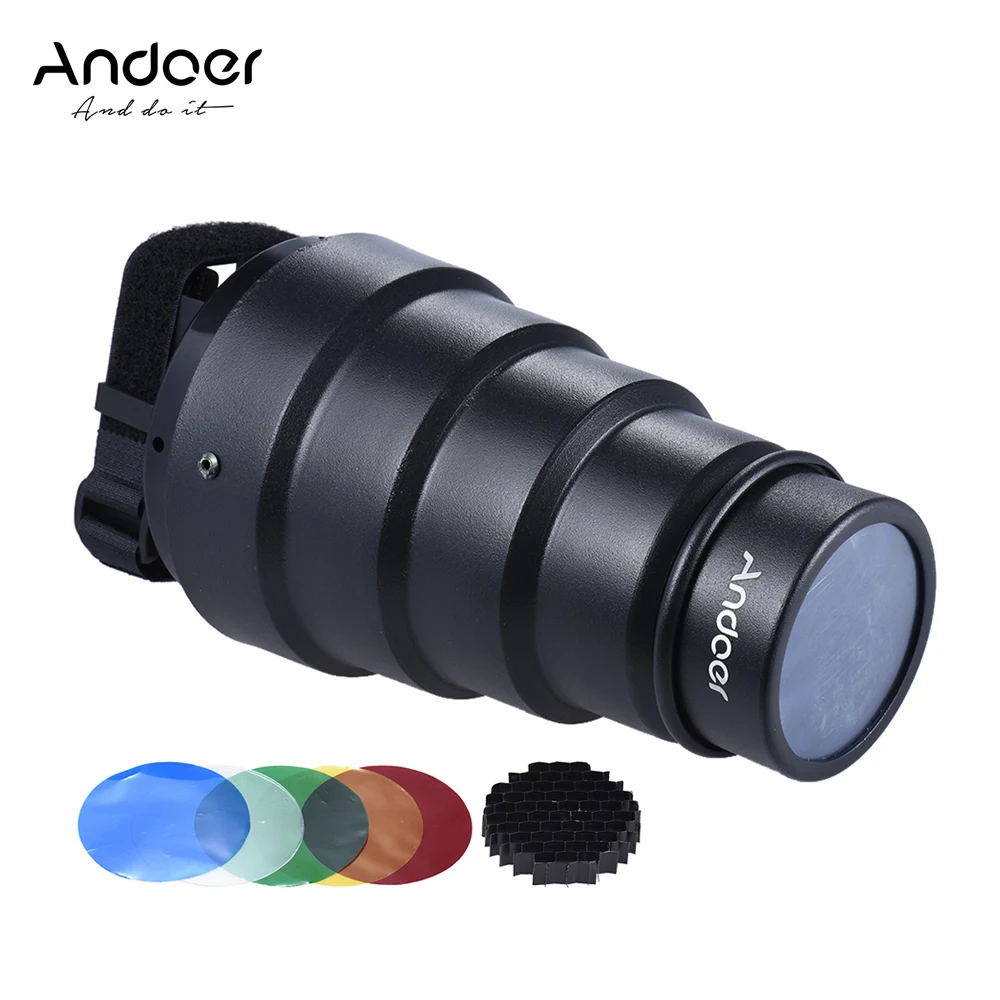 Andoer конический Snoot Flash Speedlite модификатор w/50 градусов Сотовый Цветной фильтр для