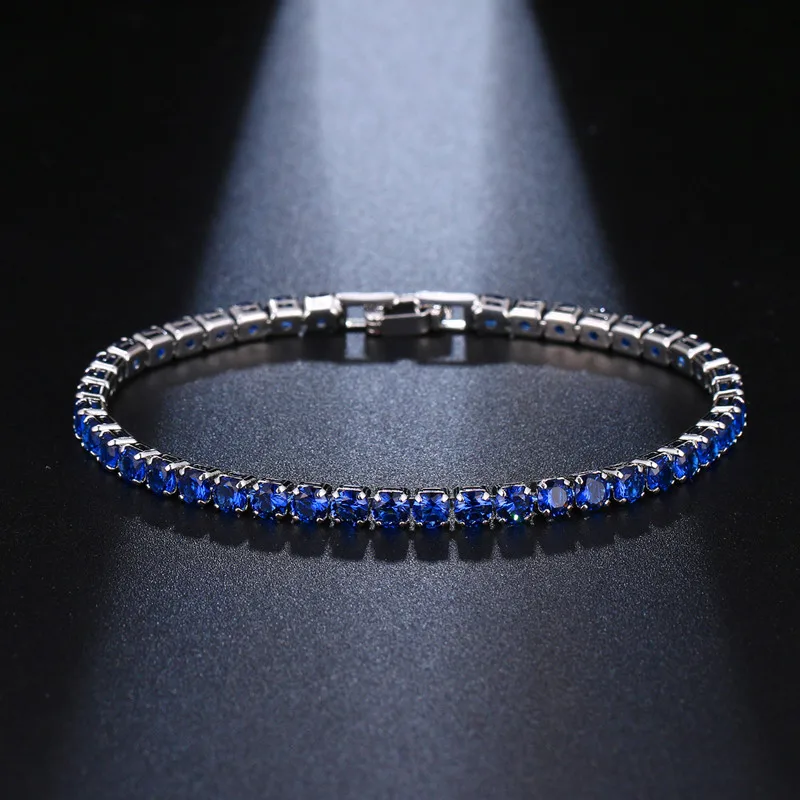 Dark Blue-19cm LZX мода 5 цветов кристалл браслет кубического циркония камень браслеты и для женщин вечерние украшения Pulseras Mujer - Окраска металла: Dark Blue-19cm