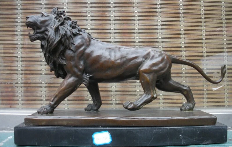 

wholesale factory Huge pure Bronze Marble statue ART Roar Majestic Lions Sculpture
