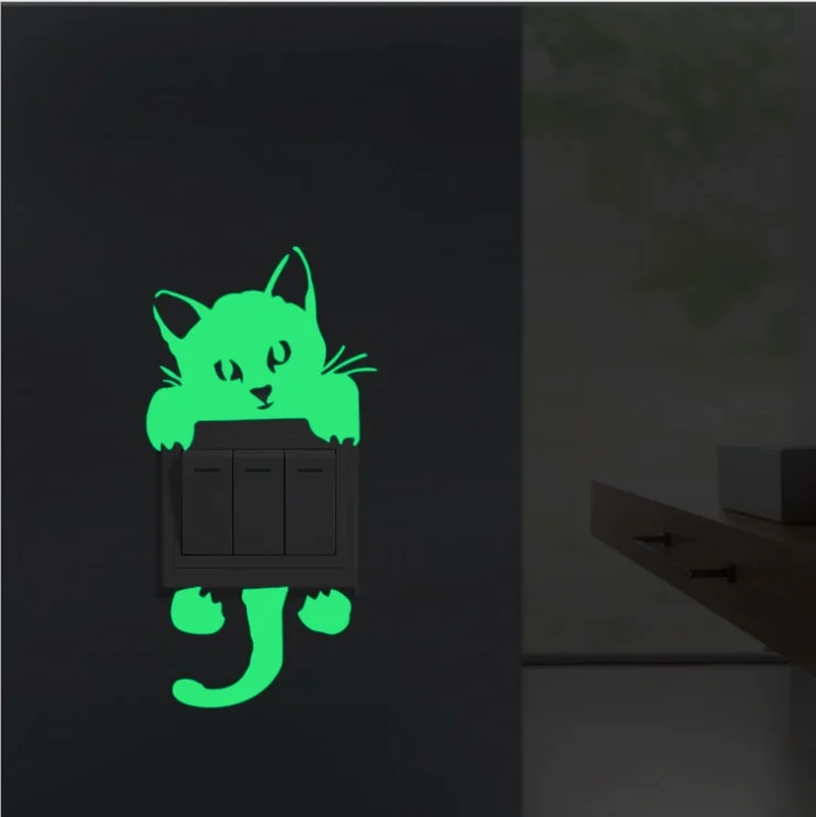 Светящиеся стикеры s сонный наклейка на выключатель &quotКотик&quot смешные DIY