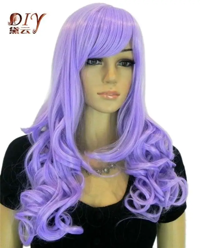 Шун wig.02451 Fastshipping Новый Женский Фиолетовый Длинный Парик Жаропрочных