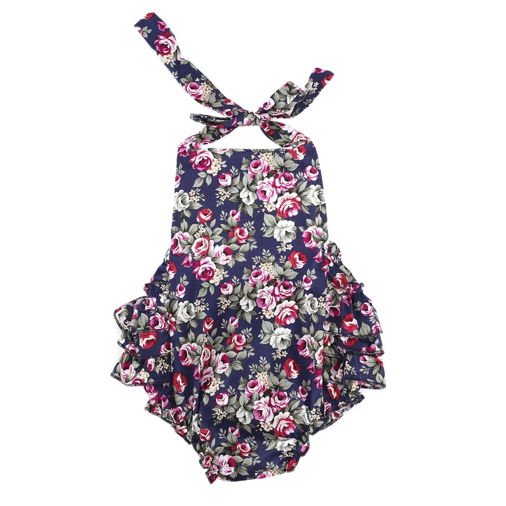 Цельный комбинезон с цветочным принтом для маленьких девочек модные хлопковые