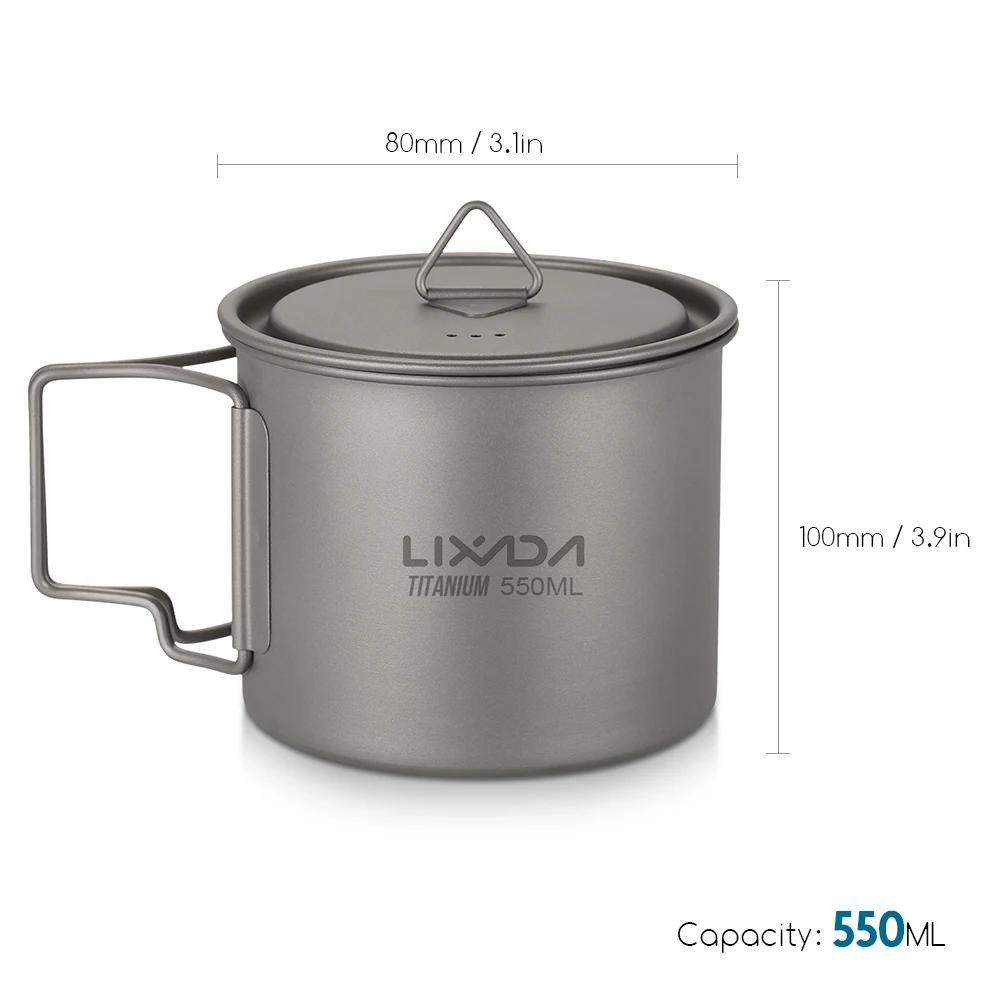 550ml /Легкая титановая кружка для воды, походная Складная ложка-вилка, ложка для путешествий, посуда для улицы, набор столовых приборов, посуда для напитков - Цвет: 550ml