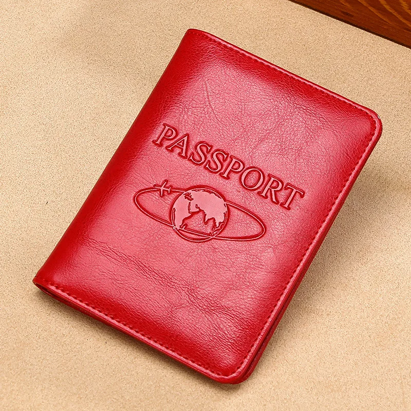 Red Обложка для паспорта винтажная натуральная кожа Crazy Horse RFID Блокировка Обложка для паспорта унисекс натуральная кожа Защитный для паспорта чехол - Цвет: Red