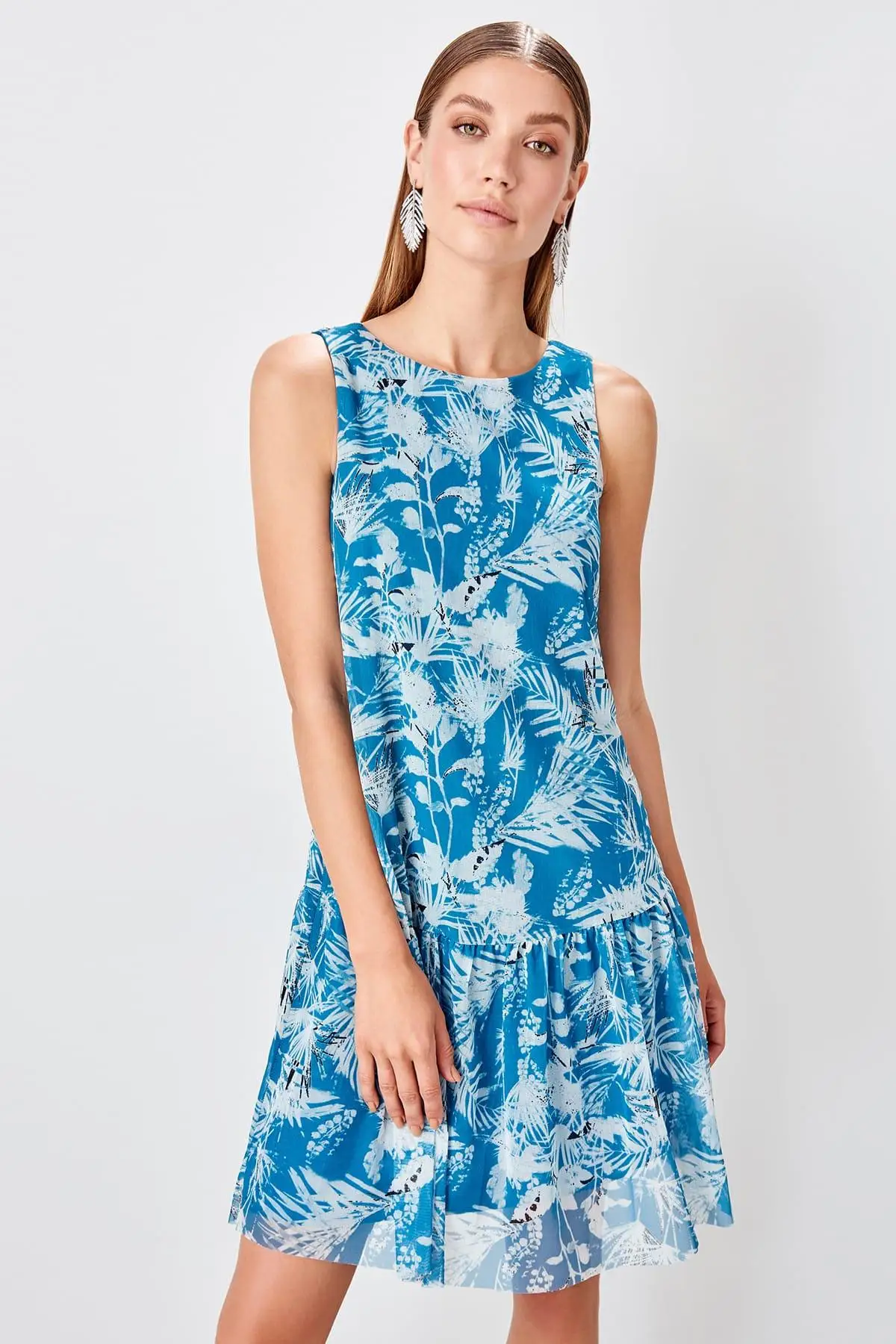 Trendyol Blue Print Knit Dress TWOSS19LJ0279 | Женская одежда
